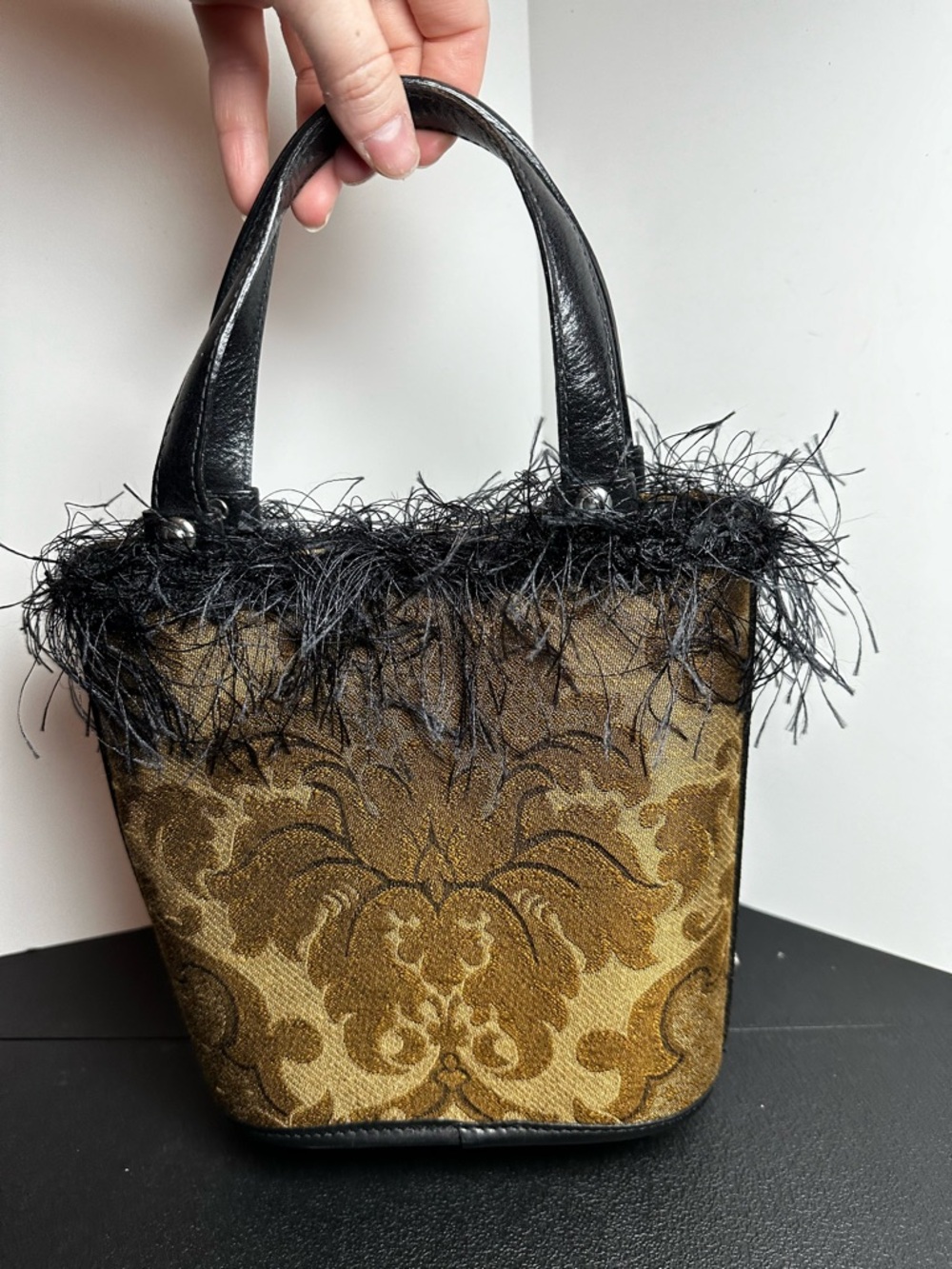 Brighton 2000 Collectibles #52 of 500 Damask Tapestry fringe mini bucket purse